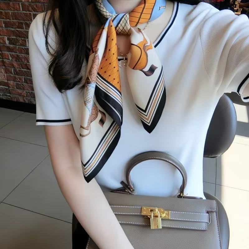 Y2K European American Style Silk Scarf Small Square Fashion Accessories