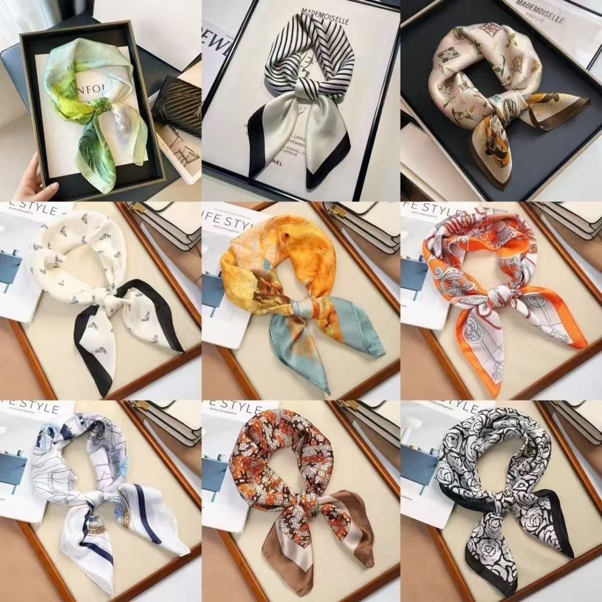 Y2K European American Style Silk Scarf Small Square Fashion Accessories