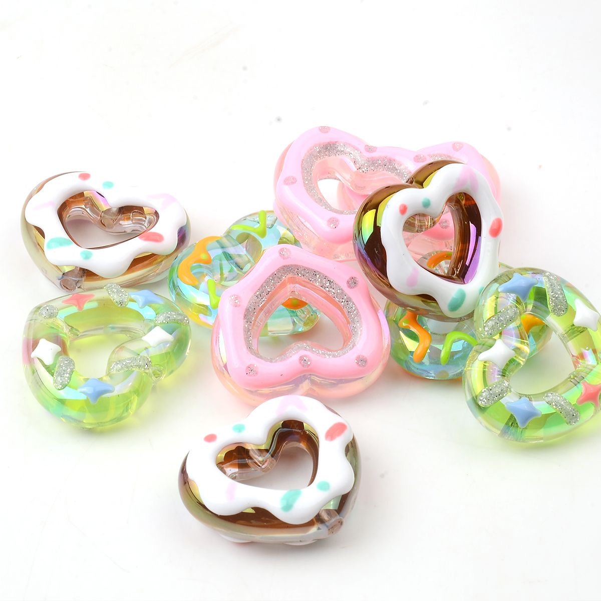 Big love/donut hand-painted beads